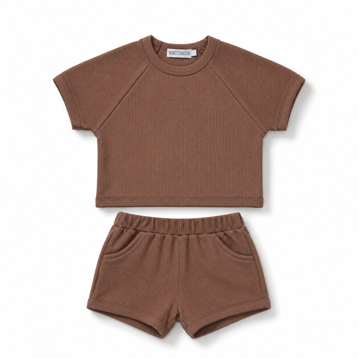 Relaxed Waffle Knit Short Set - Mocha