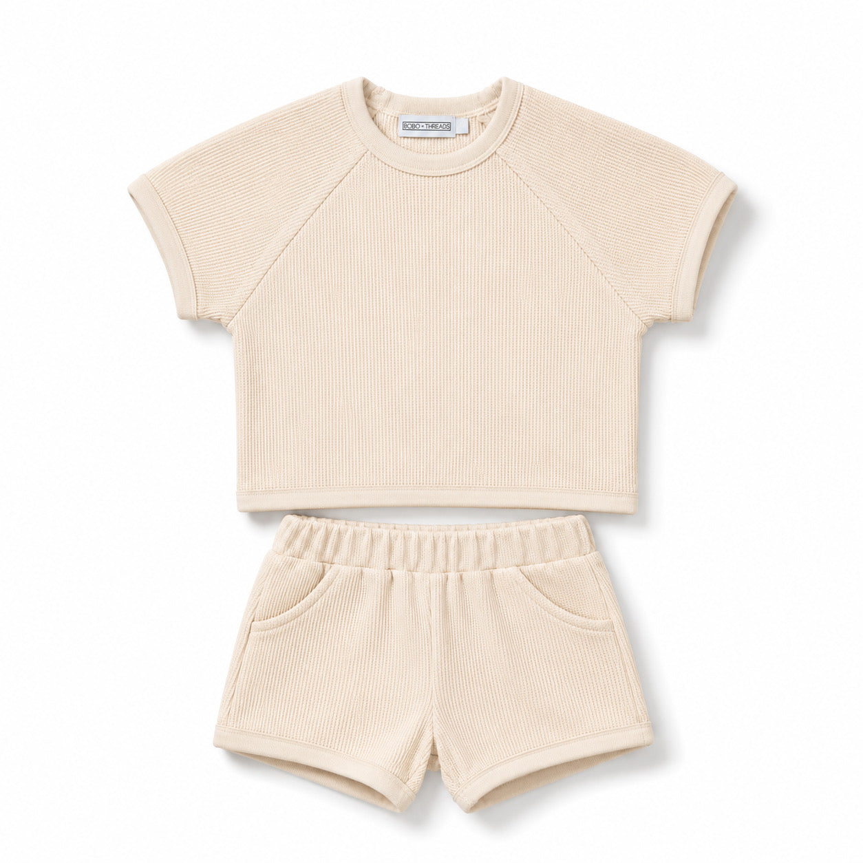 Relaxed Waffle Knit Short Set - Ivory
