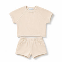 Relaxed Waffle Knit Short Set - Ivory