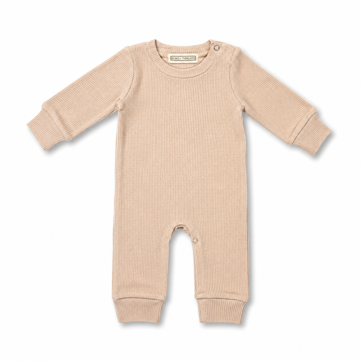 Waffle Knit Romper - Latte