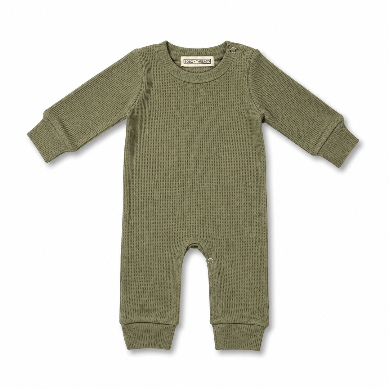 Waffle Knit Romper - Olive