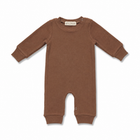 Waffle Knit Romper - Brown