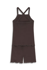 Tank & Short Rib-Knit Set - Brown