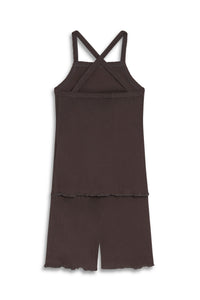 Tank & Short Rib-Knit Set - Brown