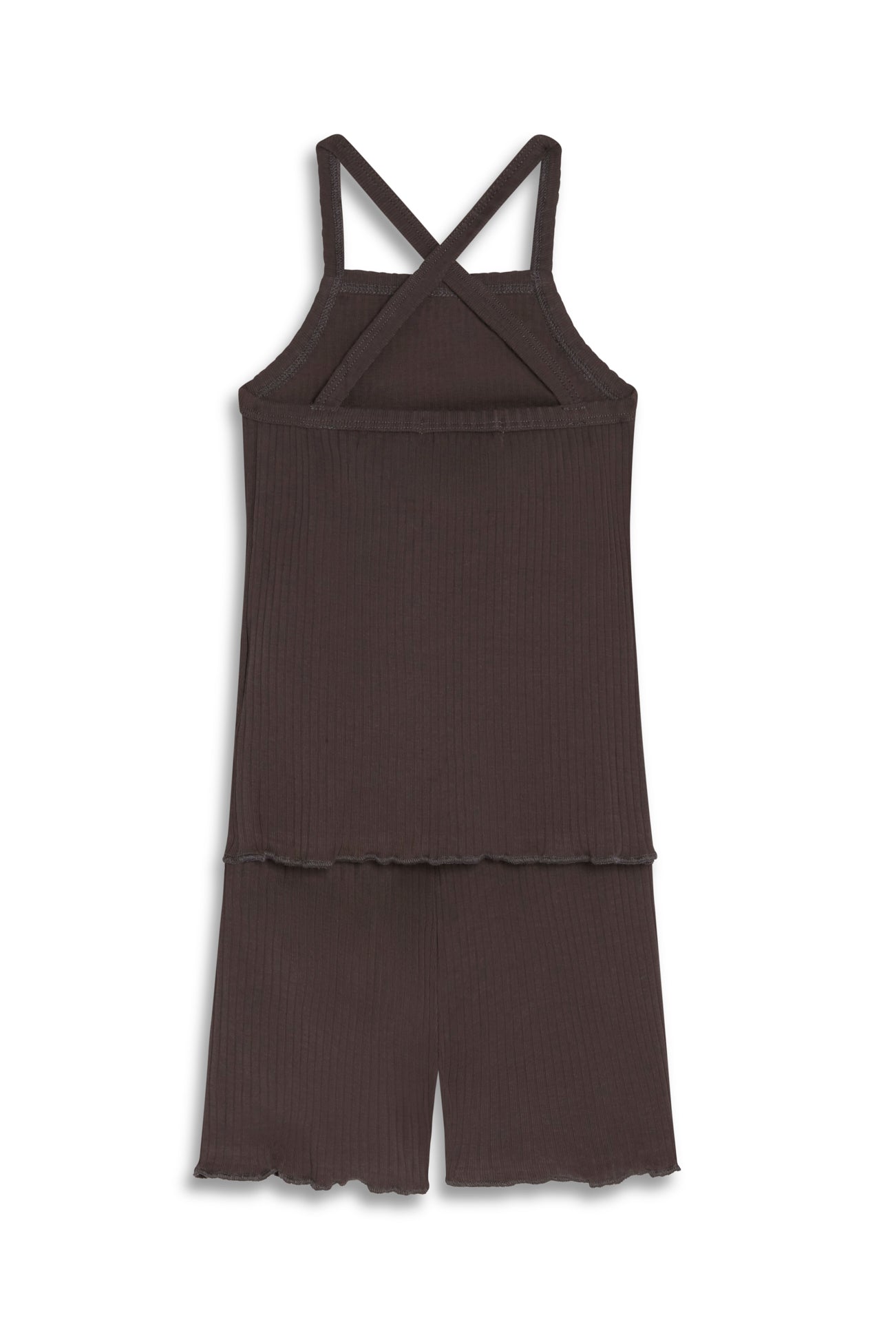 Tank & Short Rib-Knit Set - Brown