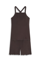 Tank & Short Rib-Knit Set - Brown