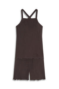 Tank & Short Rib-Knit Set - Brown