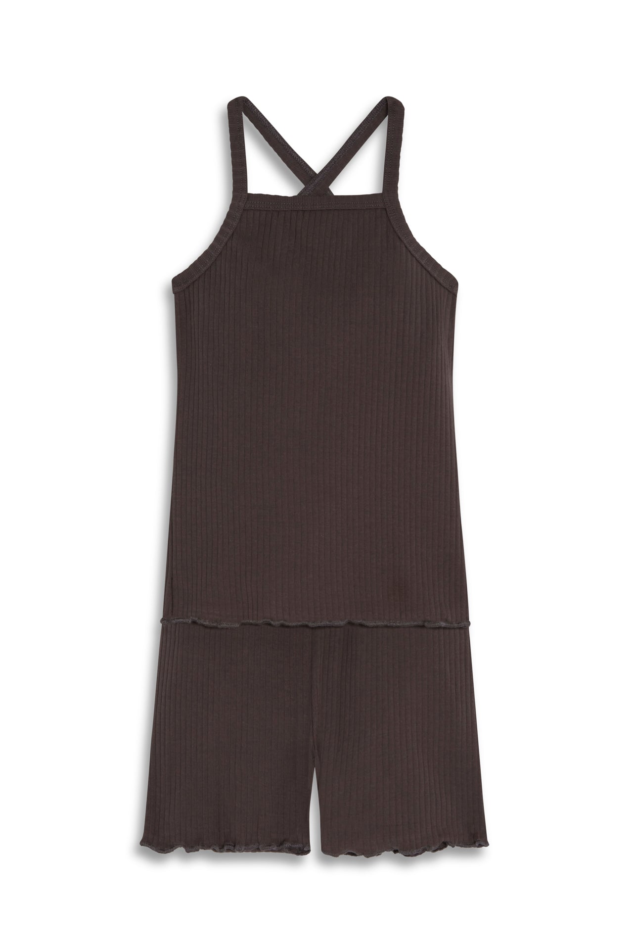 Tank & Short Rib-Knit Set - Brown
