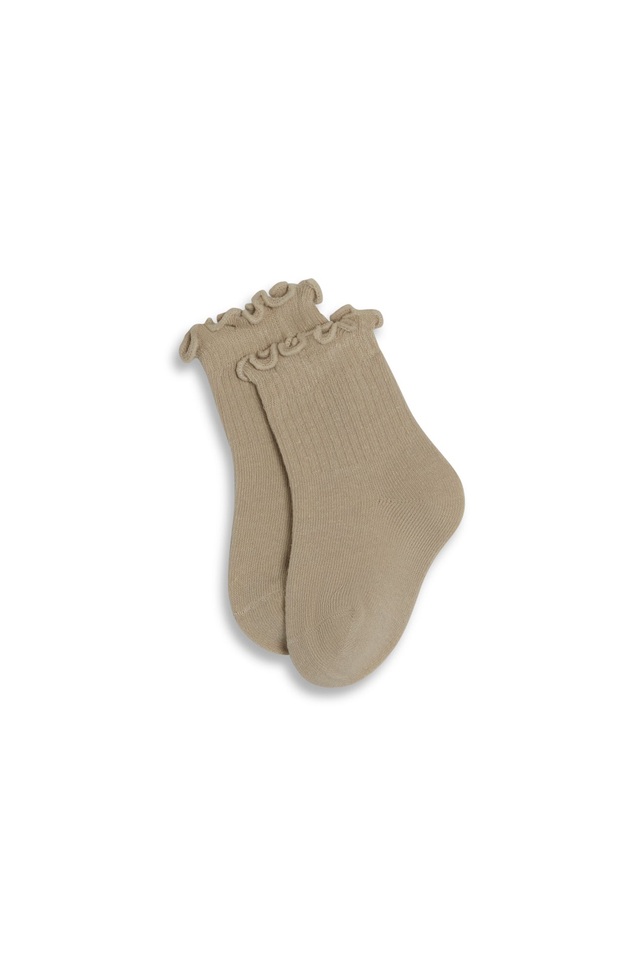 Ruffle Ribbed Quarter Sock - Taupe