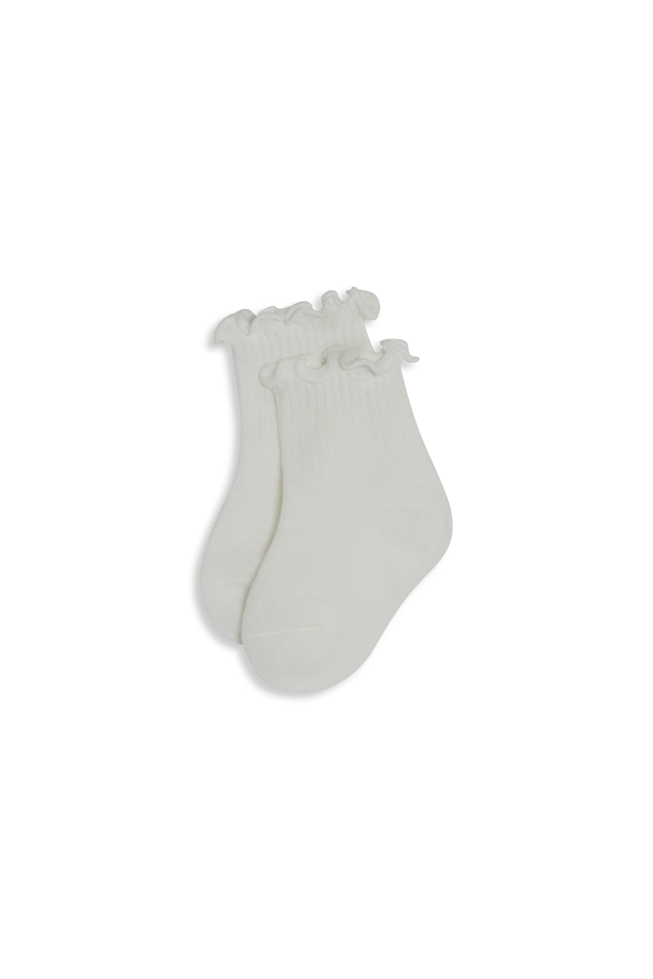 Ruffle Ribbed Quarter Sock - White